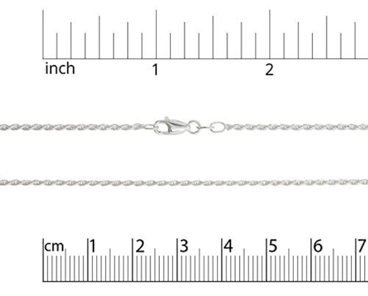 JewelrySupply Rope Chain Diamond Cut 1.7mm 16" Sterling Silver (1-Pc)